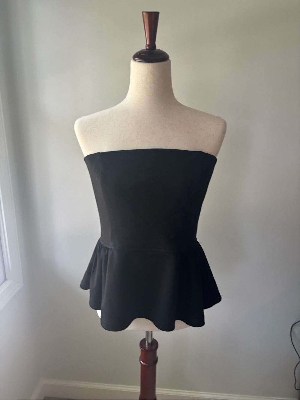 Reath & Wren by Anthropologie Strapless Black Peplum Top